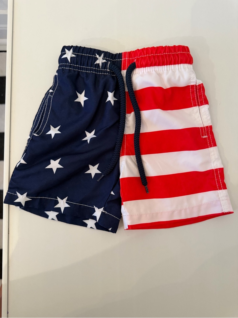 Kids Stars & Stripes Swim Shorts - Navy, Red & White